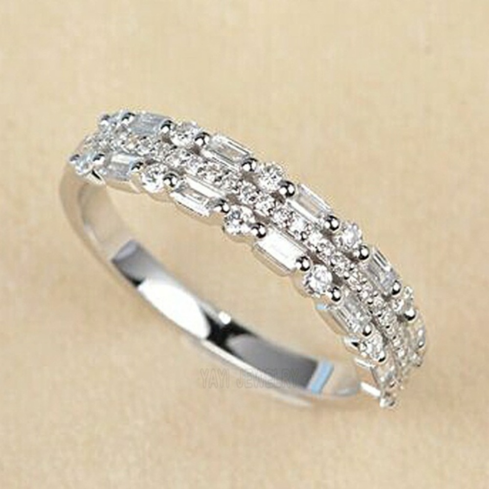 White Sapphire Sterling Silver Band